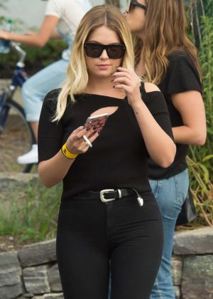 Ashley Benson in Black Outfit out in NYC